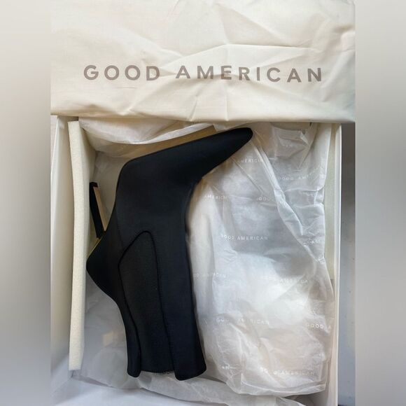NIB Good American Women’s Black Scuba Neoprene Kickstand Heel Boots - Size 5.5 - Picture 10 of 13